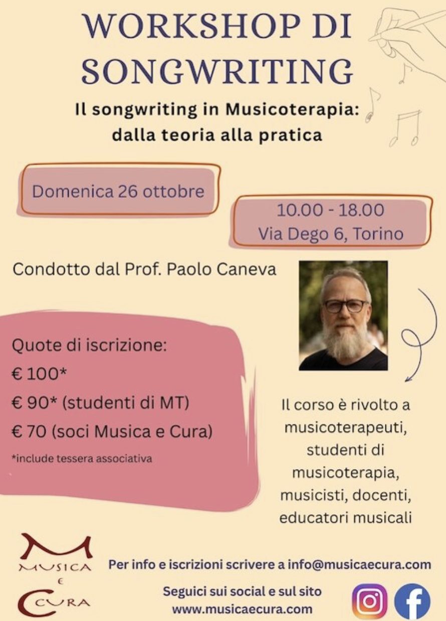 Locandina del workshop di songwriting, Torino, 26 ottobre 2025