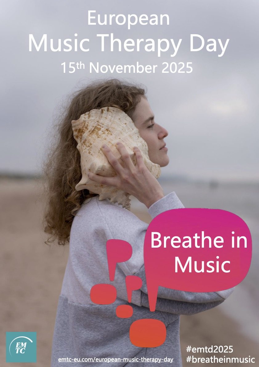 Locandina dello European Music Therapy Day, 15 novembre 2025: «Breathe in Music»